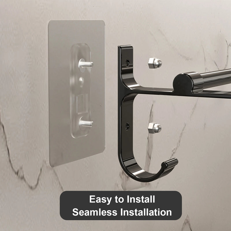 Porte-Serviettes Double Barre en Aluminium sans Perçage, 40 ou 50 cm, vue 5