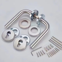Poignée de Porte Intérieure Inox 304 sur Rosace, 3 Formes de Béquille, vue 2