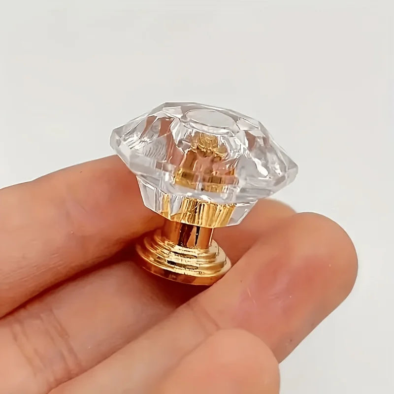 Bouton de Meuble Transparent à Facettes, Lot de 15, Argent ou Doré, vue 2