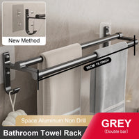 Porte-Serviettes Double Barre en Aluminium sans Perçage, 40 ou 50 cm, vue 8