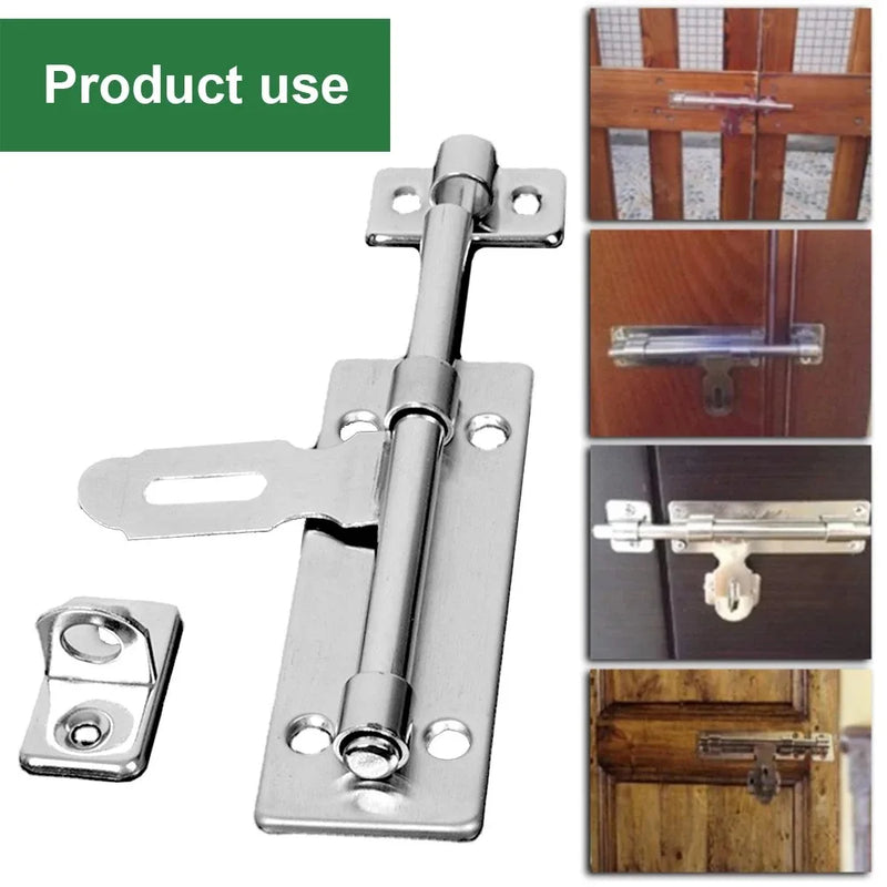 Targette Verrou Inox Brossé avec Moraillon pour Cadenas, Platine 70 x 22 mm, vue 2
