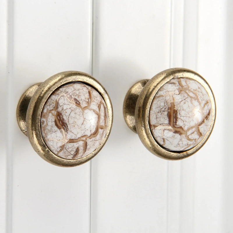 Bouton de Meuble Antique en Céramique Marbrée, 32 ou 37 mm, vue 4