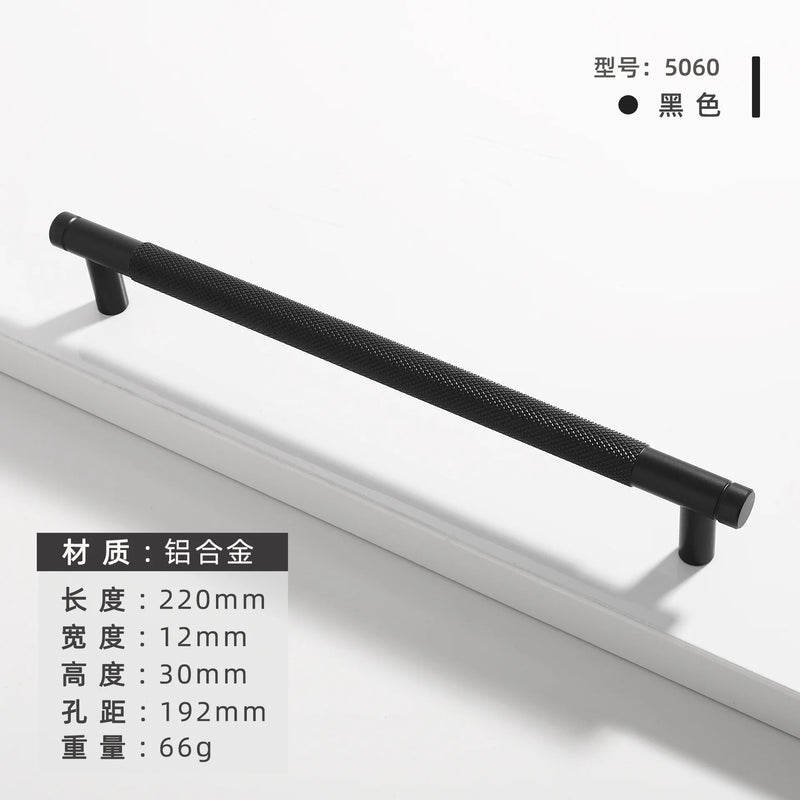 Poignée de Meuble Moletée en Aluminium, Doré, Noir ou Bicolore, Entraxe 76 à 256 mm, vue 35