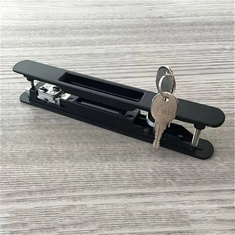 Serrure de Porte Coulissante à Crochet en Aluminium, à Clé, 200 x 24 mm