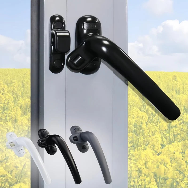 Poignée de Fenêtre Aluminium Blanche ou Noire, Droite ou Gauche, Blocage par Molette