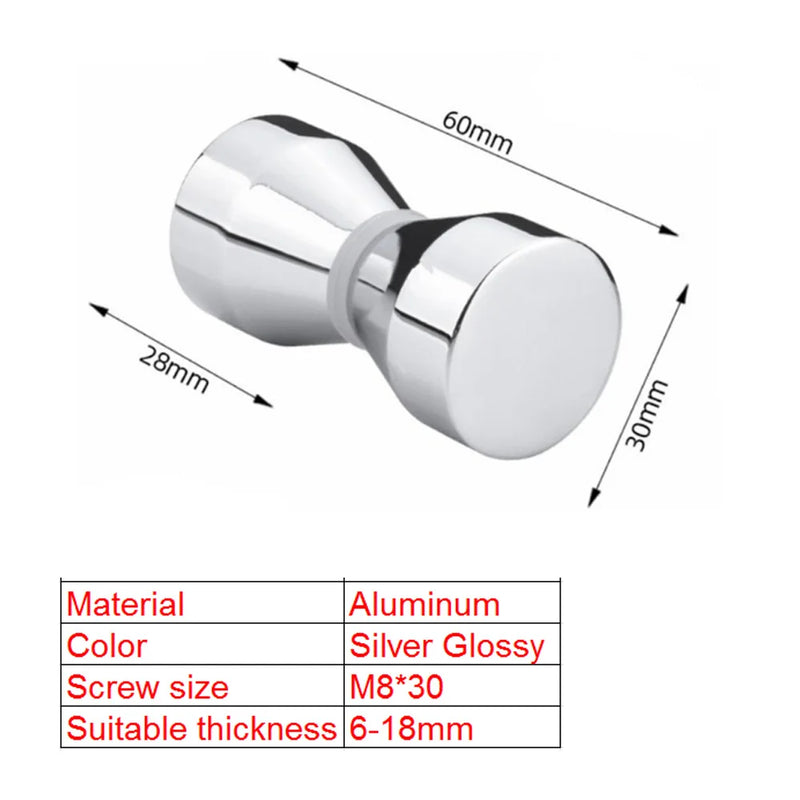 Poignée de Douche Bouton Double Face Aluminium, Verre 6 à 18 mm, vue 3
