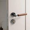 Poignée de porte en bois – Bois foncé et métal gris à verrouillage magnétique