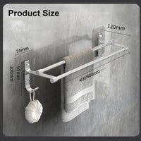 Porte-Serviettes Double Barre en Aluminium sans Perçage, 40 ou 50 cm, vue 7