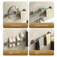 Porte-Serviettes Mural Sans Perçage en Aluminium Noir, Barre de 50 cm, vue 4