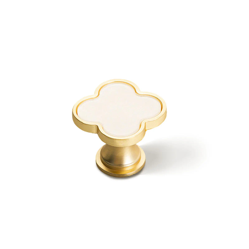 Bouton de Meuble Trèfle en Laiton Doré et Blanc, Lot de 1 ou 5, vue 6