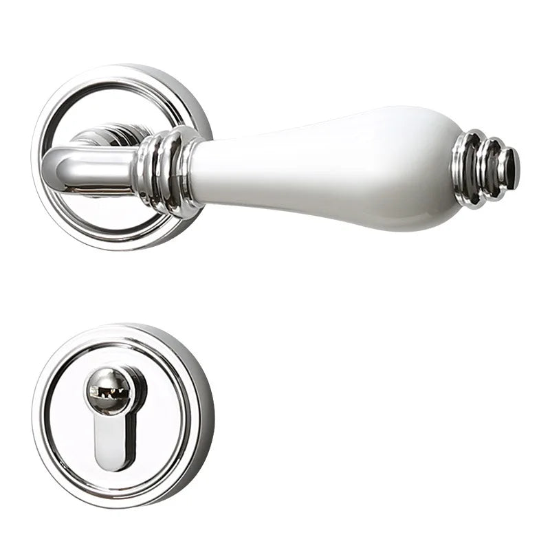 poignée de porte porcelaine chromée brillante – serrure magnétique silencieuse