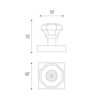 Bouton de Porte Octogonal en Cristal sur Rosace Carrée, Noir Mat ou Or Mat, vue 3
