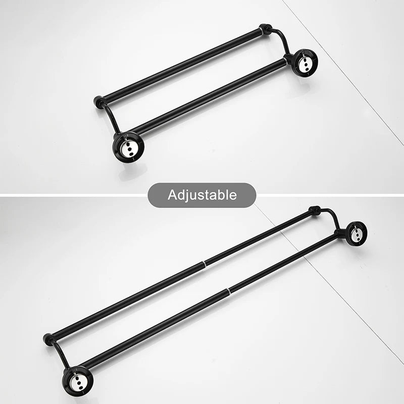 Porte-Serviettes Mural Télescopique Double Barre en Inox, 4 Finitions, vue 4