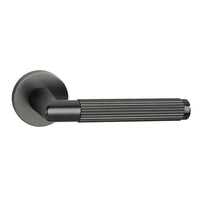 Poignée de Porte Intérieure sur Rosace Ronde, Béquille Cannelée en Zinc, vue 8