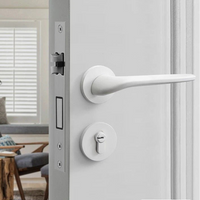 Poignée de Porte Blanche en Aluminium sur Rosace avec Serrure à Clé