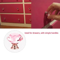 Bouton de Meuble Diamant en Cristal Rose 30 mm, Lot de 5 ou 10, vue 5