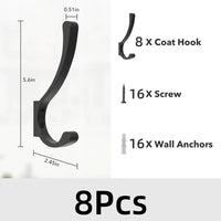 Patère Murale en Aluminium Noir, Crochet Double Arrondi, Lot de 4 ou 8, 142 mm, vue 7