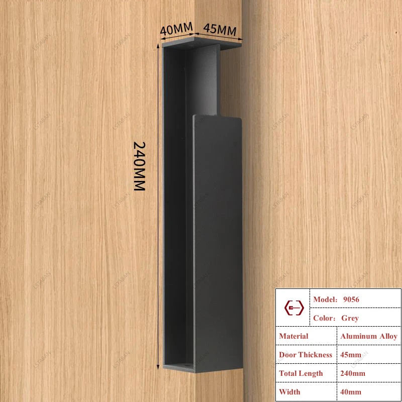 Poignée Cuvette Rectangulaire pour Porte Coulissante, Aluminium, 3 Longueurs, vue 27