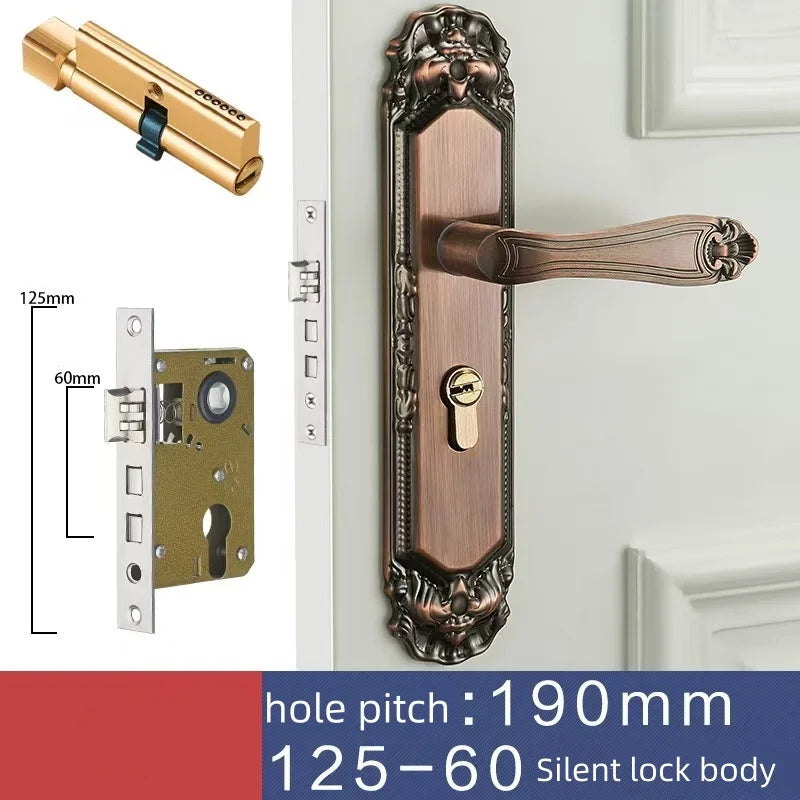 Poignée de Porte sur Plaque Ciselée à Clé, Entraxe 190 mm, vue 7
