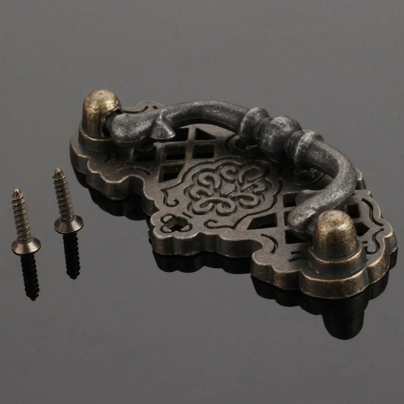 Poignée de Meuble Vintage à Anse sur Platine Ajourée, Bronze, 67 x 38 mm, vue 5