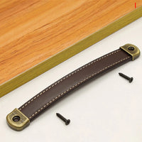 Poignée de Meuble en Cuir Cousu et Zamak Bronze, Noir, Marron ou Cognac, vue 8