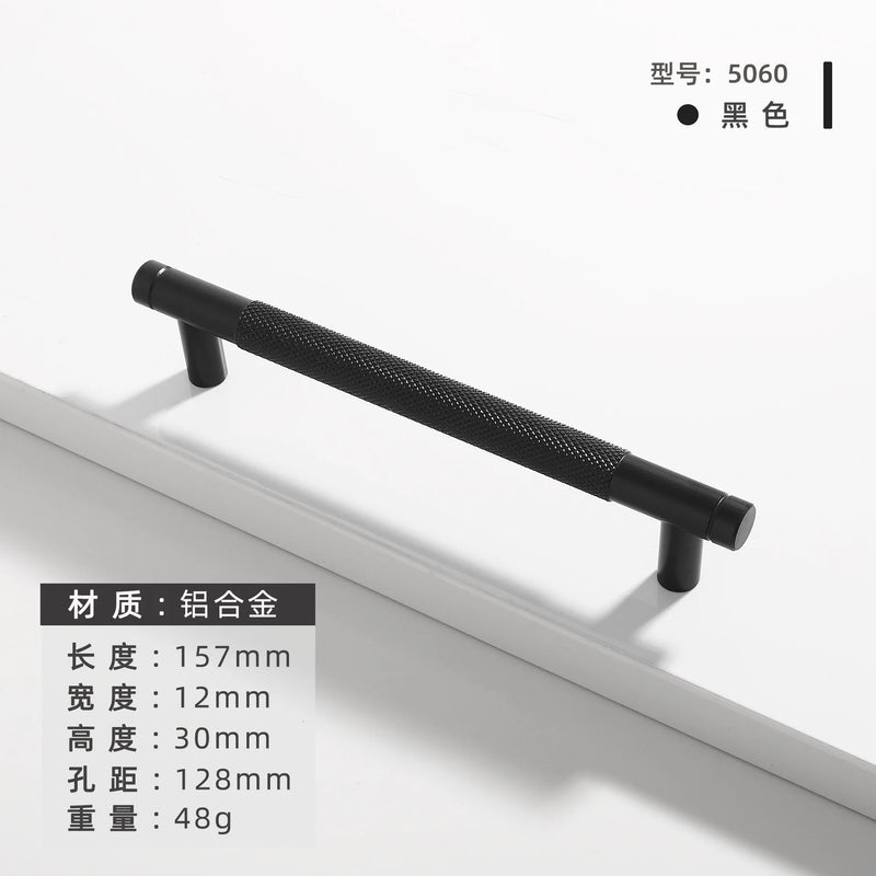 Poignée de Meuble Moletée en Aluminium, Doré, Noir ou Bicolore, Entraxe 76 à 256 mm, vue 40