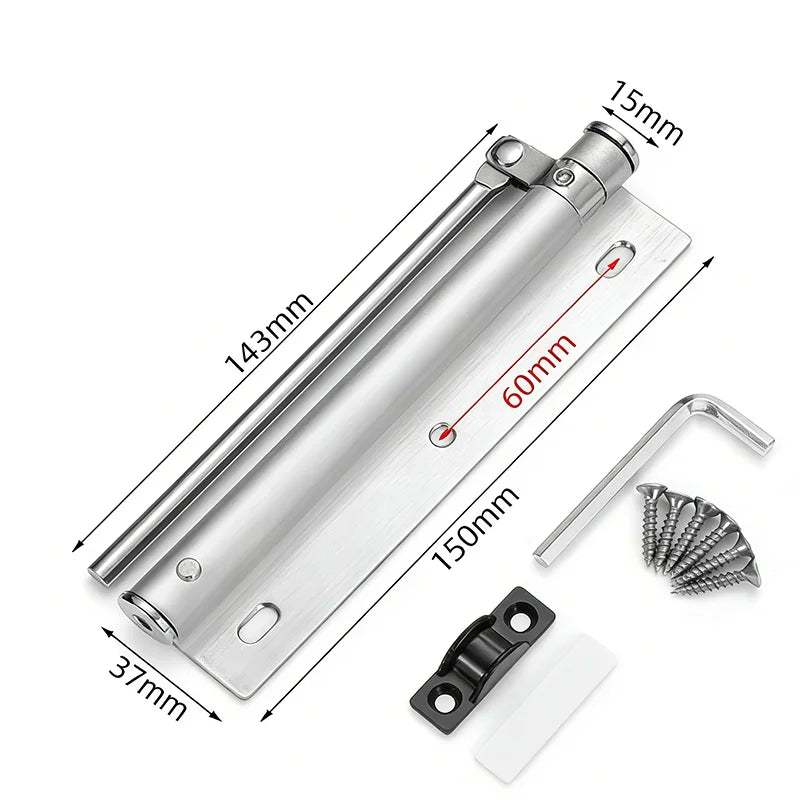 Ferme-Porte à Ressort Inox, Porte Gauche ou Droite, Plaque 150 ou 187 mm, vue 7