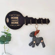 Porte-Clés Mural en Forme de Clé en Bois, 5 Crochets, Noir ou Blanc