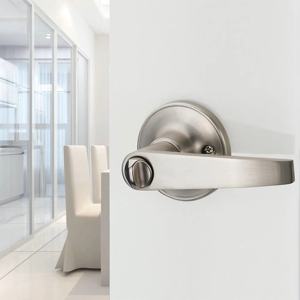 Poignée de Porte à Clé en Inox Brossé, Verrouillage Intérieur, 3 Clés