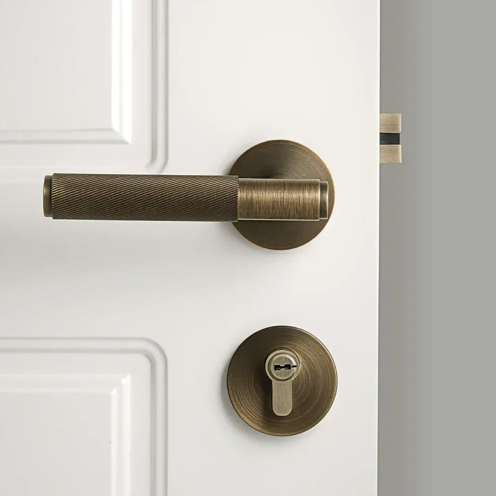 Poignée de Porte Laiton Bronze Moletée, Serrure à Larder, Condamnation ou Passage