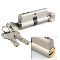 Cylindre de Porte à Bouton 70 mm, Aluminium Brossé, 3 Clés