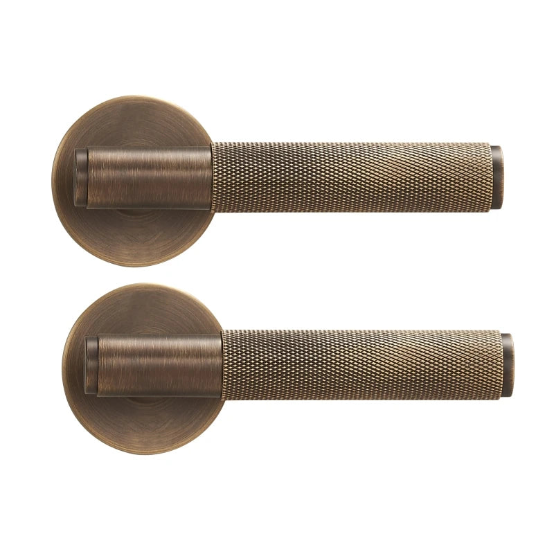 Poignée de Porte Laiton Moletée, 4 Finitions, Clé, Condamnation ou Passage, vue 9