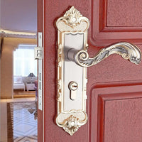 Poignée de Porte Intérieure sur Plaque Baroque à Clé, Doré et Argent, vue 3