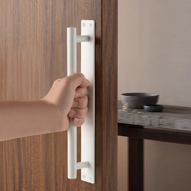 Poignée de Porte de Garage Aluminium sur Platine, Noire ou Blanche, 224 à 384 mm