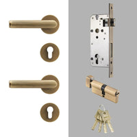 Poignée de Porte Intérieure Striée en Laiton, avec ou sans Serrure, vue 14
