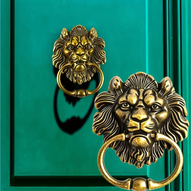 Heurtoir de Porte Tête de Lion en Zamak Bronze Antique, 16 cm, vue 5