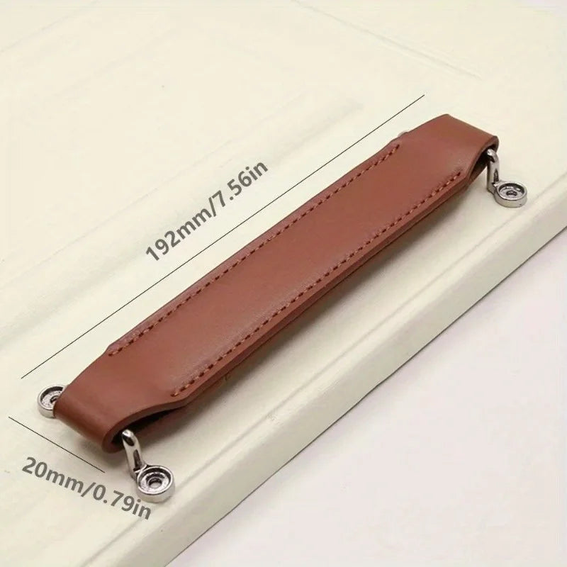 Poignée de Meuble en Simili Cuir, Marron ou Noir, Longueur 192 mm, vue 2