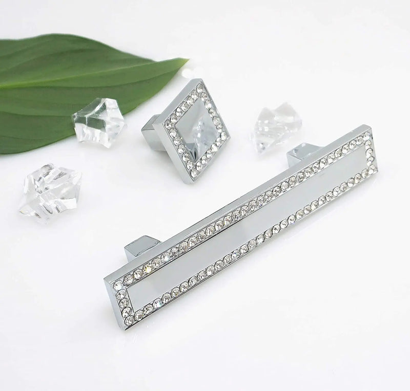 Poignée de Meuble Chromée à Strass, Entraxe 64 ou 96 mm, vue 5