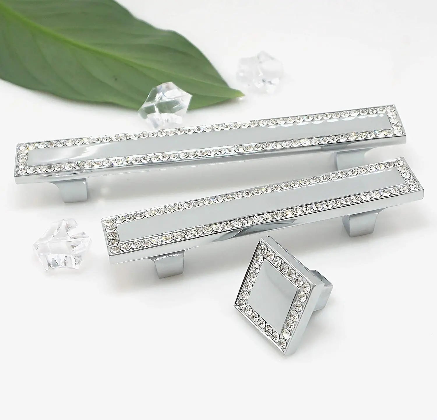 Poignée de Meuble Chromée à Strass, Entraxe 64 ou 96 mm