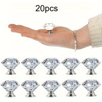 Bouton de Meuble Diamant Transparent, Base Chromée, Lot de 10 ou 20, vue 8