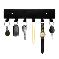 Porte-Clés Mural Noir en Métal, Barre à 6 Crochets, 22,6 cm