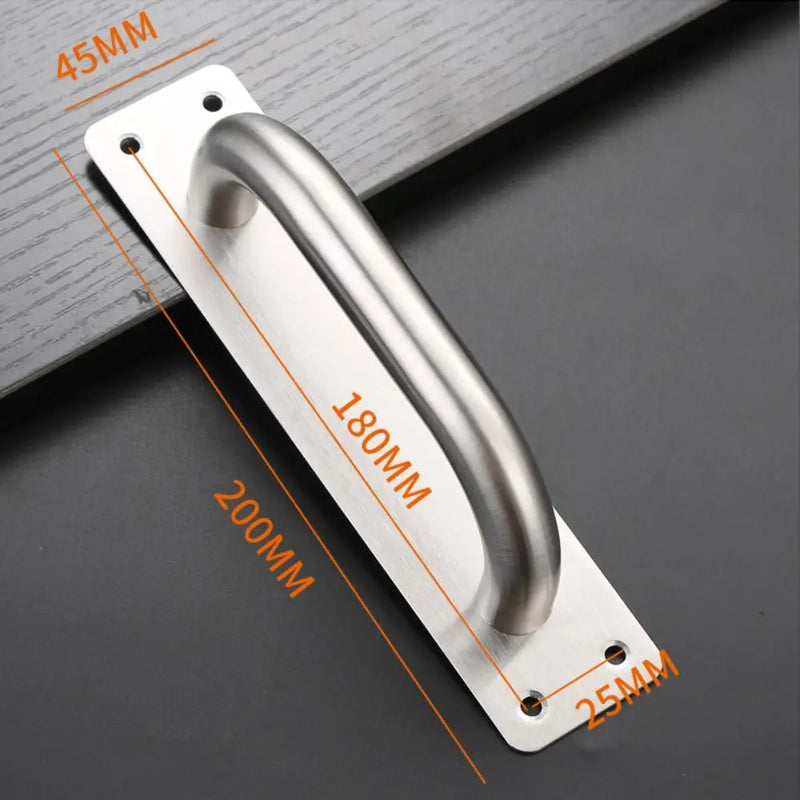 Poignée de Tirage Inox sur Plaque, Argent Brossé ou Noir, Porte Coulissante, vue 7