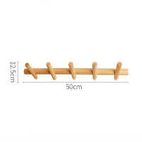 Porte-Manteau Mural en Bois Massif, 5 Patères Inclinées, Barre de 50 cm, vue 7