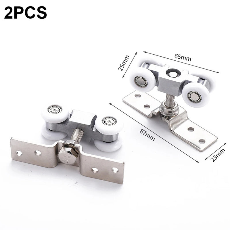 Lot de 2 Chariots à 4 Galets Nylon pour Porte Coulissante, Inox