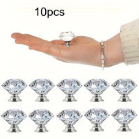 Bouton de Meuble Diamant Transparent, Base Chromée, Lot de 10 ou 20, vue 7