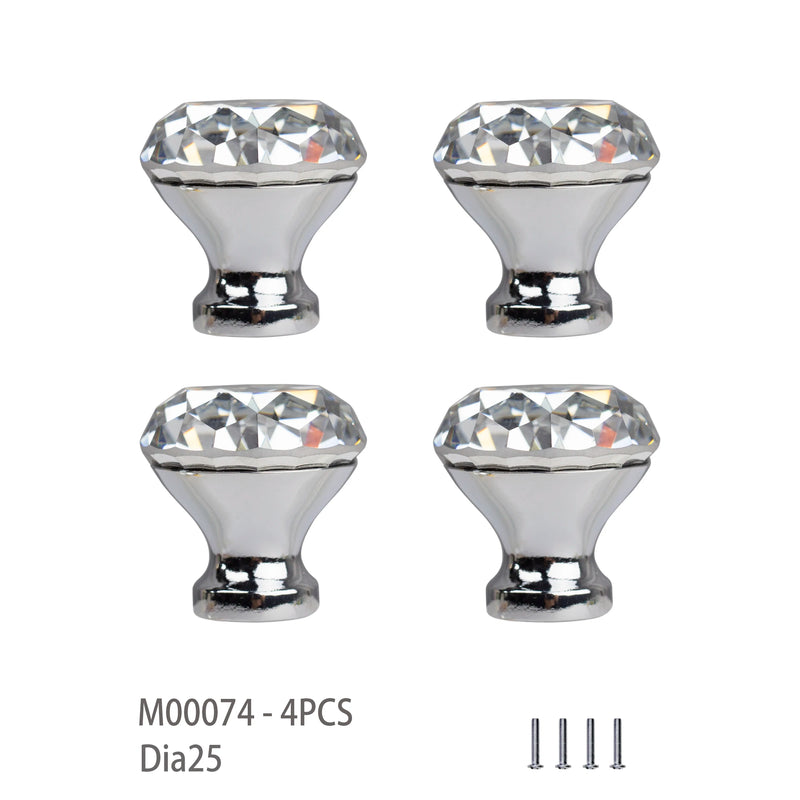 Bouton de Meuble en Cristal Taillé, Chromé ou Doré, Lot de 4, vue 8