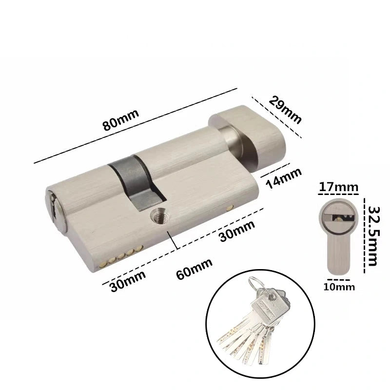 Cylindre de Porte Européen à Bouton, Zamak Brossé, 60 à 90 mm, vue 10