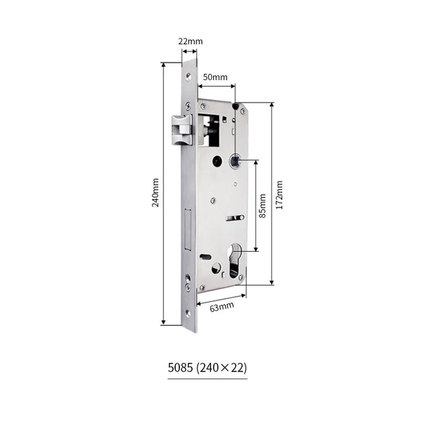 Serrure encastrable multipoints axe 60 mm – entraxe 68 mm pour porte aluminium ou bois main image 1