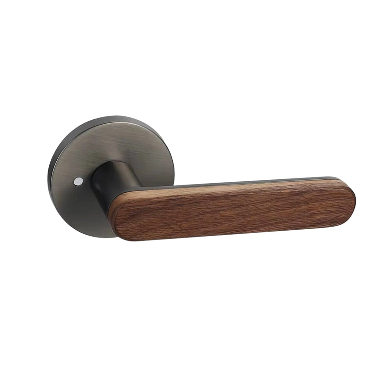 Poignée de Porte Intérieure à Condamnation, Béquille Noyer, Noir Mat Brossé, vue 6