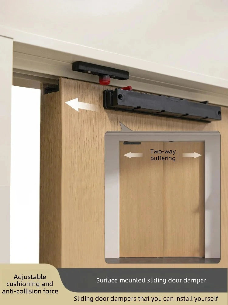 Ferme-Porte pour Porte Coulissante, Amortisseur Réglable Noir, Blanc ou Marron, vue 3